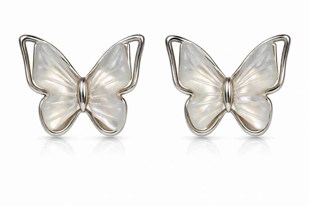 Elegant Butterfly Pearl Finish Stud Earrings