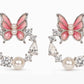 Elegant Butterfly Pearl & Zircon Hoop Earrings in    Finish