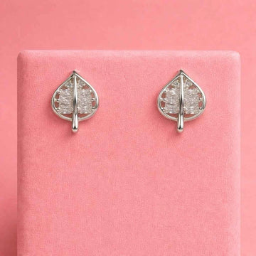 Elegant Crystal Leaf Drop Stud Earrings