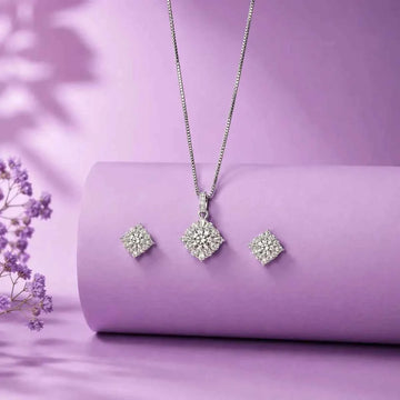 Elegant Cushion Cut Crystal    Pendant Set for Women
