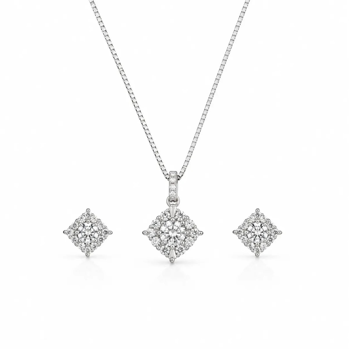 Elegant Cushion Cut Crystal Pendant Set for Women - Silvorn India