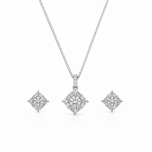Elegant Cushion Cut Crystal    Pendant Set for Women - 925 Silver Jewelery