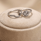 Elegant Dual Ring Set – Sterling Silver Halo Ring with Curved Enhancer Band - 925 Silver Jewelery