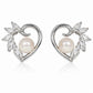 Elegant Heart Swirl Pearl & Marquise CZ Stud Earrings