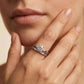 Elegant Round Solitaire Sterling Silver Ring Set with Accent Stone Band - Silvorn India