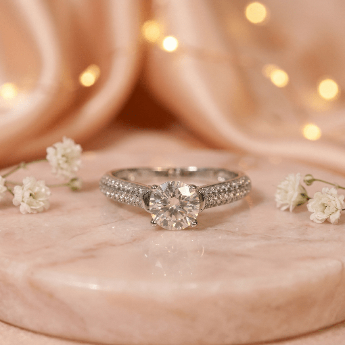 Elegant Silver Sparkle Solitaire Ring - Silvorn India