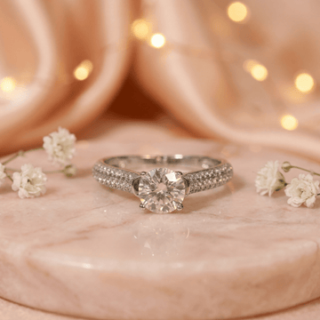 Elegant Silver Sparkle Solitaire Ring - Silvorn India