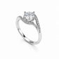 Elegant Spiral Halo Cubic Zirconia Promise Ring in Sterling Silver