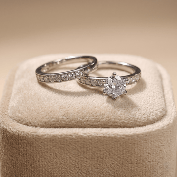 Elegant Sterling Silver Solitaire Ring Set - Silvorn India