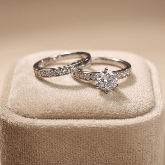Elegant Sterling Silver Solitaire Ring Set - 925 Silver Jewelery