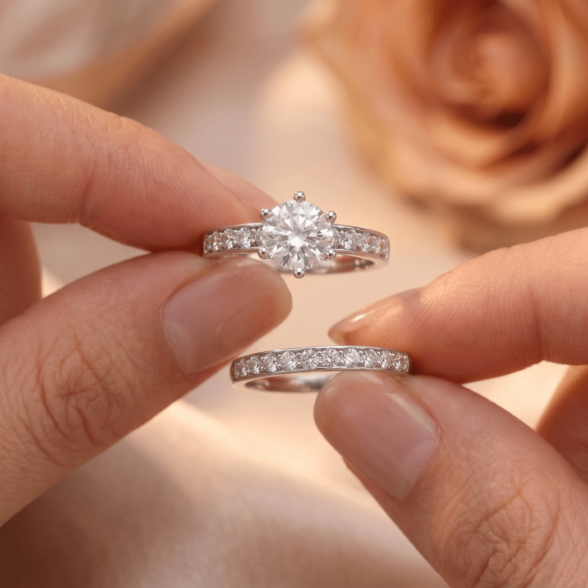 Elegant Sterling Silver Solitaire Ring Set - Silvorn India