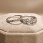 Elegant Three - Stone Princess Cut Zirconia Sterling Silver Ring Set - Silvorn India