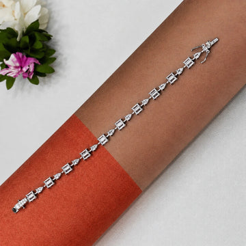 Emerald Cut Crystal Link Bracelet for Women - Silvorn India