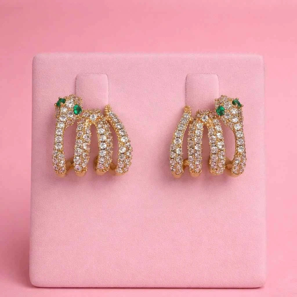 Emerald-Eyed Panther Triple Row C-Hoops