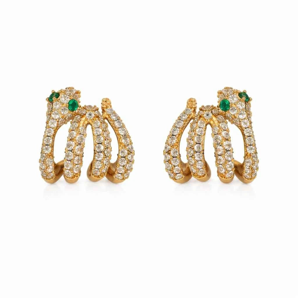 Emerald-Eyed Panther Triple Row C-Hoops