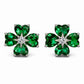Emerald Green Heart-Cut Clover Studs