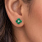 Emerald Green Heart-Cut Clover Studs