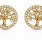 Eterna Bloom Tree Studs – Gold And Rosegold Radiance with Crystal Halo