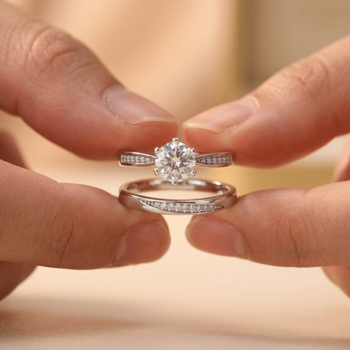 Eterna Spark Dual Ring – Twin Band with Signature Brilliance - Silvorn India