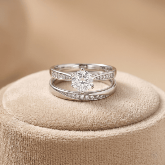 Eterna Spark Dual Ring – Twin Band with Signature Brilliance - Silvorn India