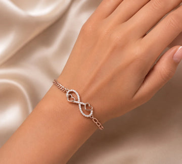 Eternal Hearts Rose Gold Plated Sterling Silver Bracelet - Silvorn India