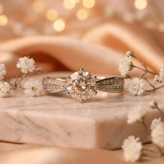 Eternal Spark Solitaire  Ring with Pave Twist Band - 925 Silver Jewelery