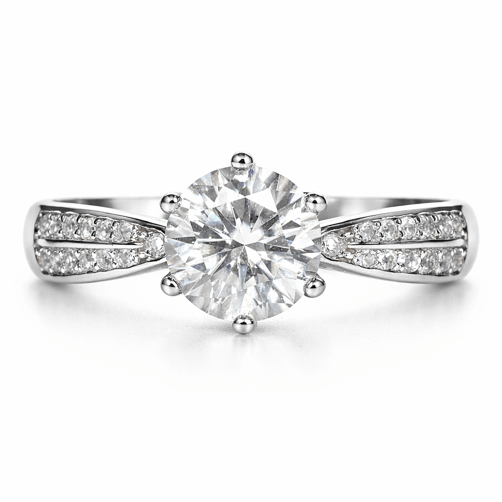 Eternal Spark Solitaire Ring with Pave Twist Band - Silvorn India