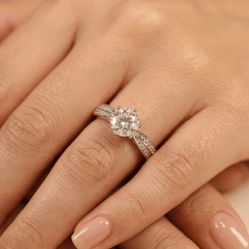 Eternal Spark Solitaire Ring with Pave Twist Band - Silvorn India