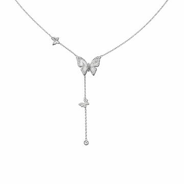 Ethereal Butterfly Cascade Y - Necklace - Silvorn India