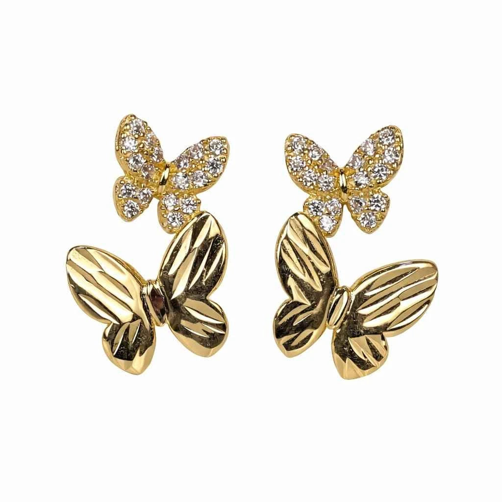 Ethereal Butterfly Collection – Pearlescent Inlay & Shimmering Pav Stud Earrings