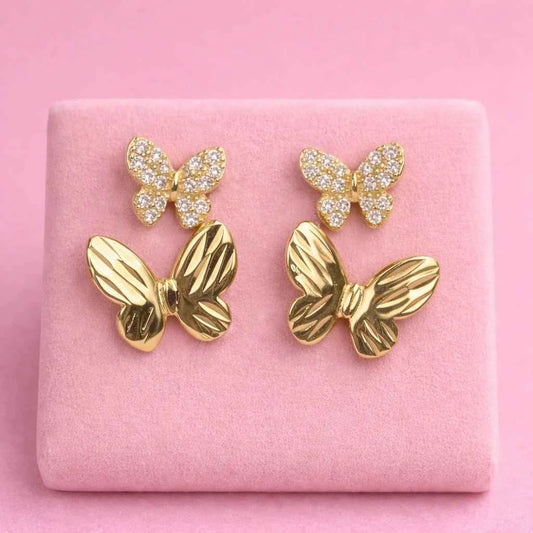Ethereal Butterfly Collection – Pearlescent Inlay & Shimmering Pav Stud Earrings - 925 Silver Jewelery