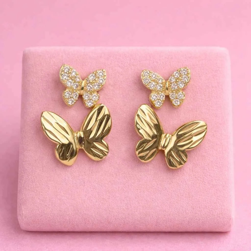 Ethereal Butterfly Collection – Pearlescent Inlay & Shimmering Pav Stud Earrings