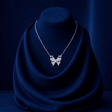 Ethereal Butterfly Pendant Necklace with Luminous Inlay & Zirconia Accents - Silvorn India