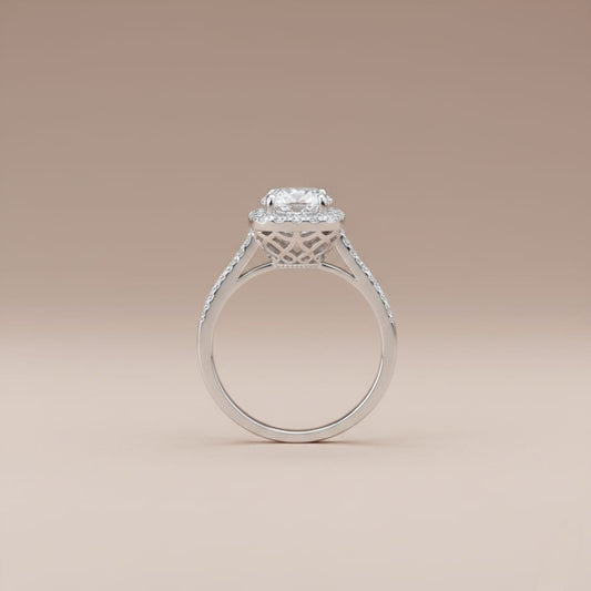 Radiant Halo 2 Zircon Silver Ring