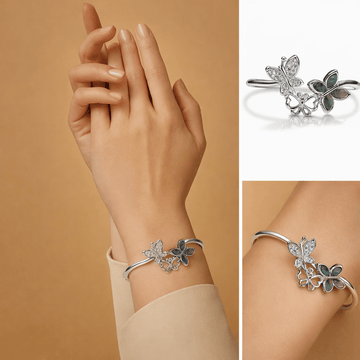 Floral Charm Sterling Cuff Bracelet for Women - Silvorn India