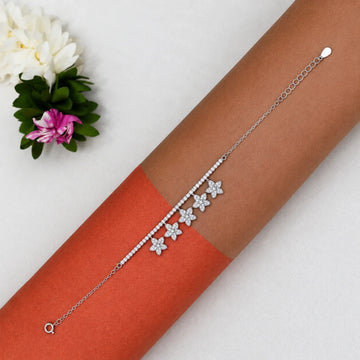 Floral Star Charm Tennis Bracelet for Women - Silvorn India