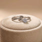Flowing Curve Silver Ring Set with Round Solitaire Accent - 925 Silver Jewelery