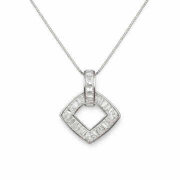 Geometric Baguette Open Diamond Pendant - Silvorn India