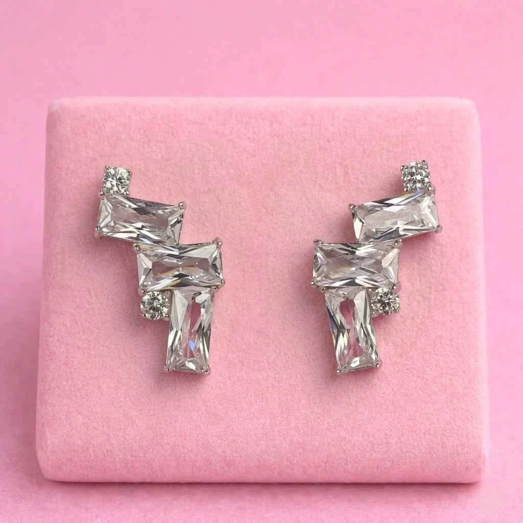 Geometric Cascade Baguette Studs