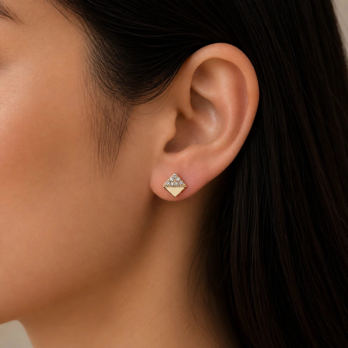 Geometric Crystal Pyramid Studs - Silvorn India