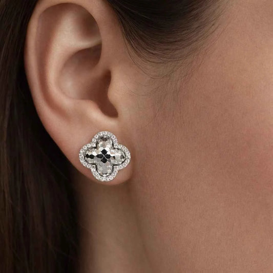 Geometric Mosaic Quatrefoil Earrings - 925 Silver Jewelery