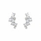 Geometric triple zirconia stud earrings in 925 silver with stacked baguette stones