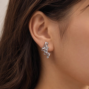 Geometric Triple Zirconia Stud Earrings - Silvorn India