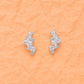 Geometric triple zirconia stud earrings in 925 silver, angled pair with baguette stones