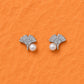 Ginkgo Pearl Zirconia Studs - Silvorn India