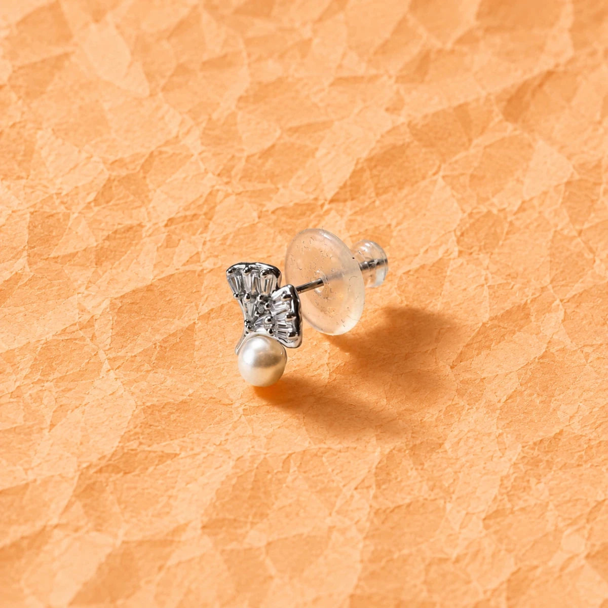 Ginkgo Pearl Zirconia Studs - Silvorn India