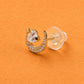 Gold Crescent Moon and Star Crystal Studs - Silvorn India