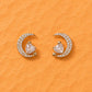 Gold Crescent Moon and Star Crystal Studs - Silvorn India