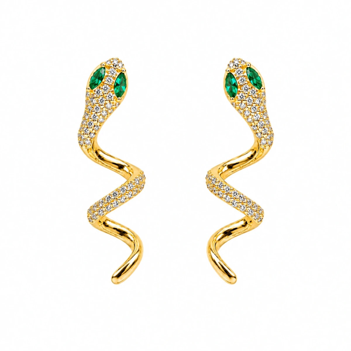 Gold Crystal Snake Drop Earrings - Silvorn India