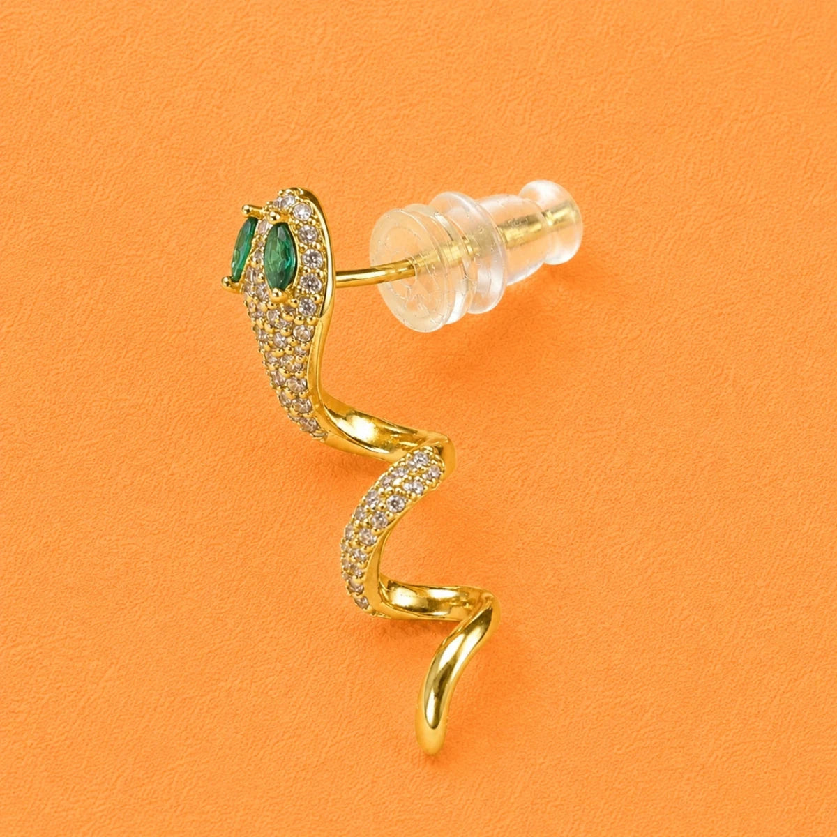 Gold Crystal Snake Drop Earrings - Silvorn India